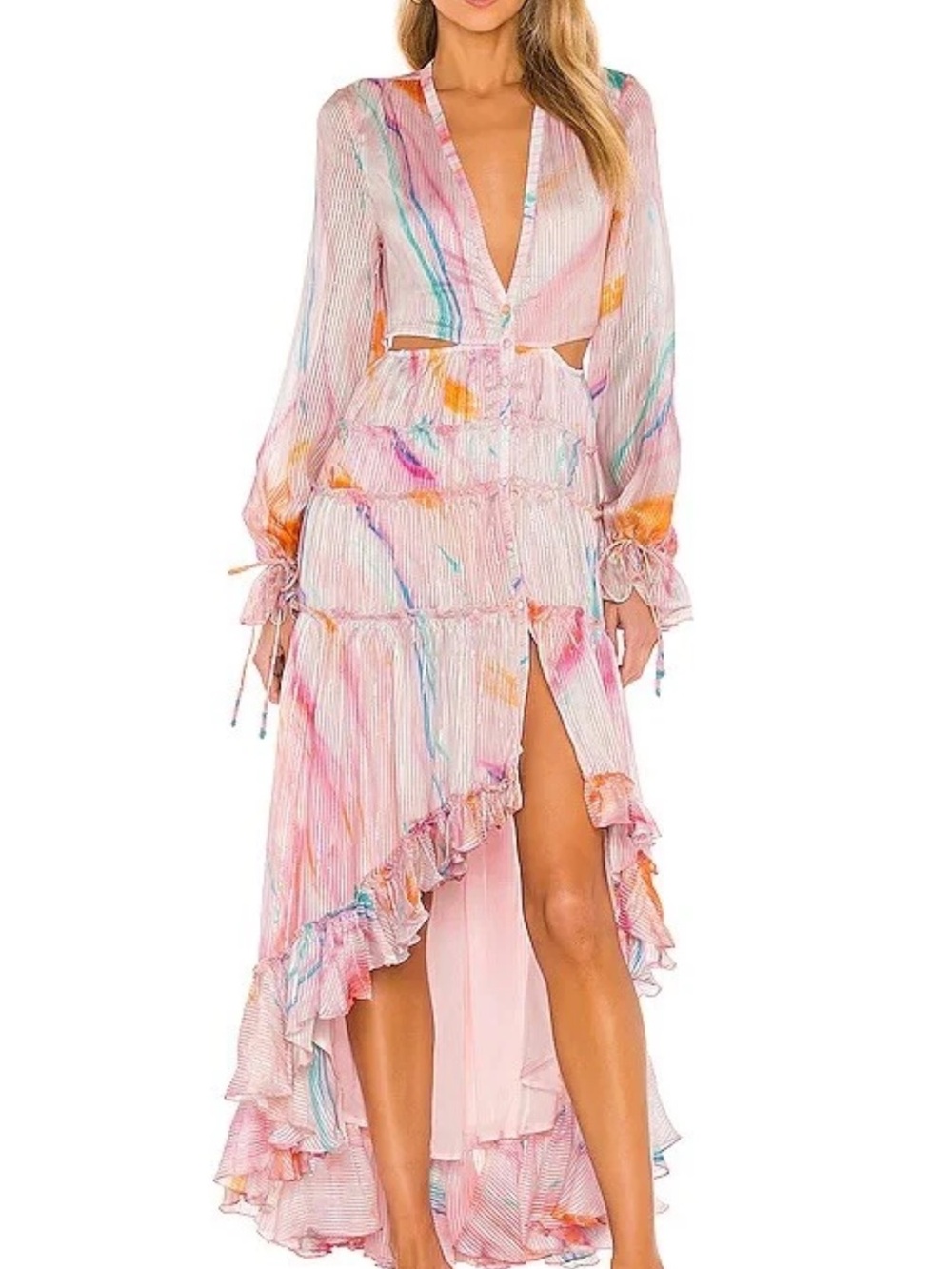 Rococo Sand Pastel Watercolor High-Low Maxi Dress
